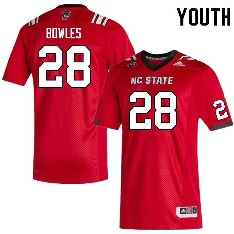 Youth #28 Aristotle Bowles NC State Wolfpack College Football Jerseys Sale-Red - Click Image to Close